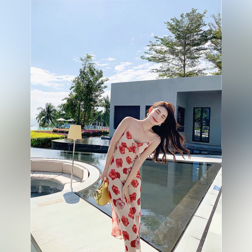 Floral Red Dress